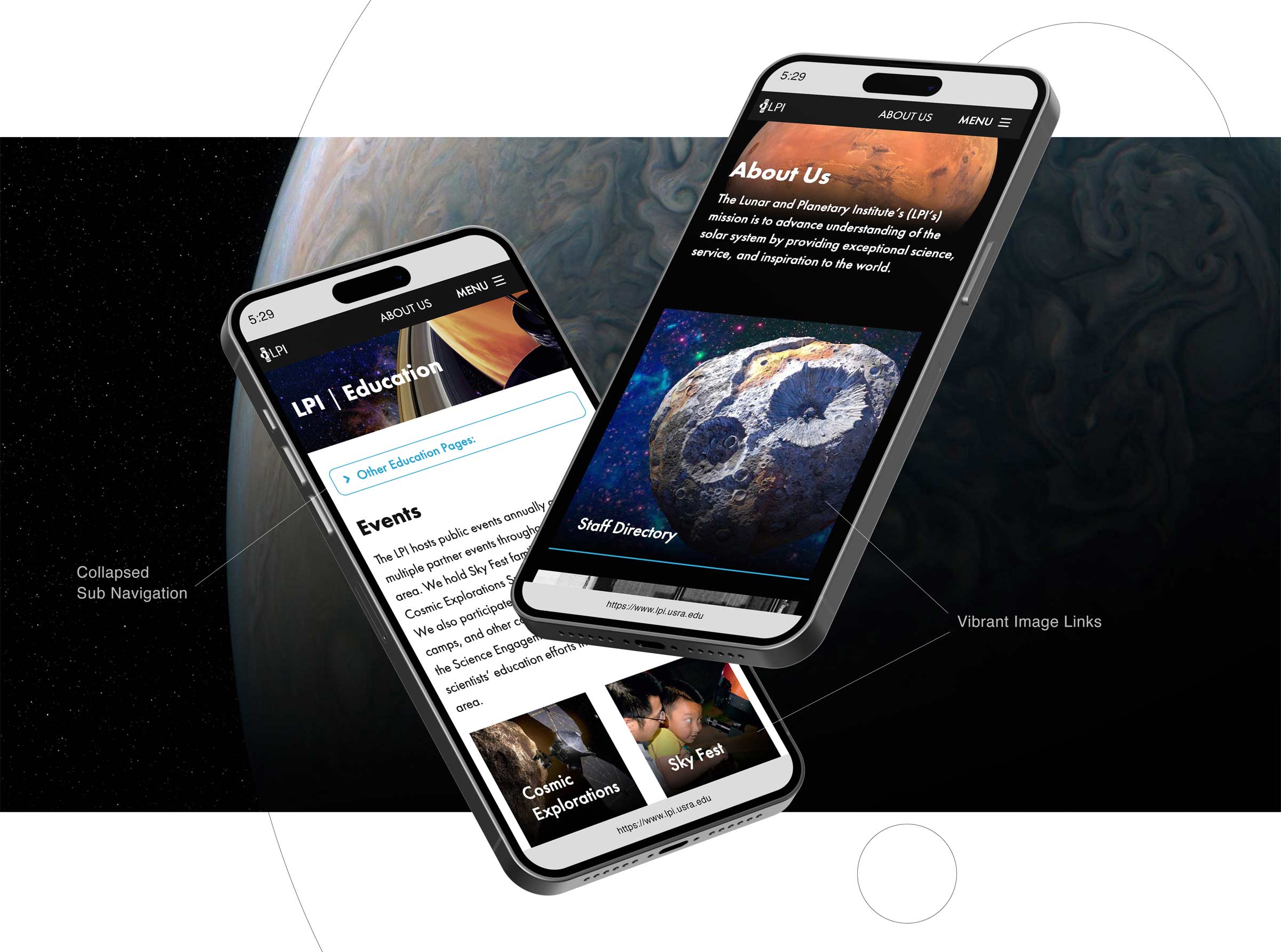 Mockup of LPI site in outer space