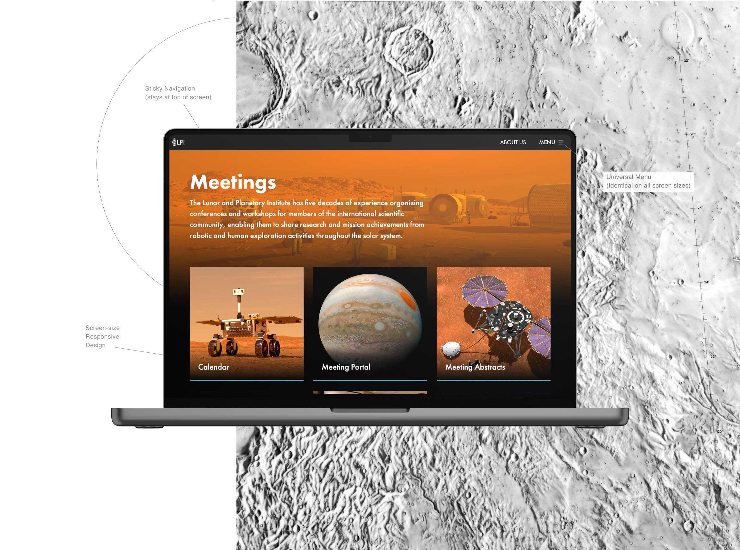 Mockup of LPI site in outer space