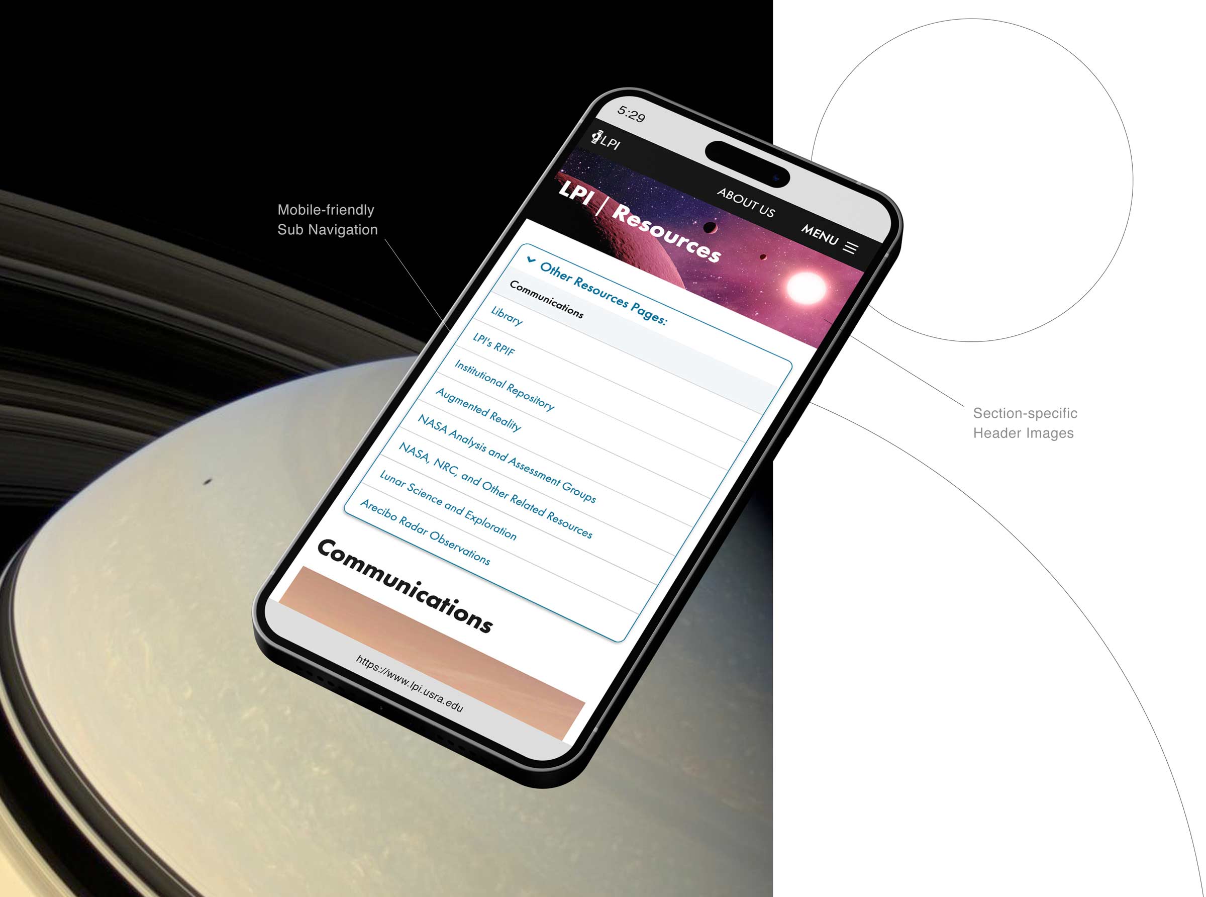 Mockup of LPI site in outer space